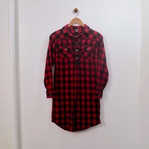 Eddie Bauer Lined Cold Weather Flannel Shirtdress Buffalo Check Plaid Sz 2 (XS)